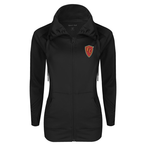  Womens Black Sport Wick Stretch Full Zip Jacket - Secondary Mark