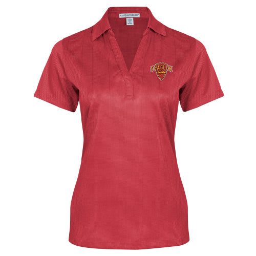  Womens Red Performance Fine Jacquard Polo - Primary Mark