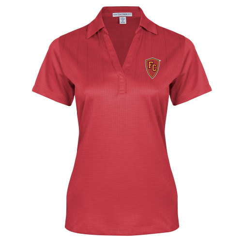  Womens Red Performance Fine Jacquard Polo - Secondary Mark