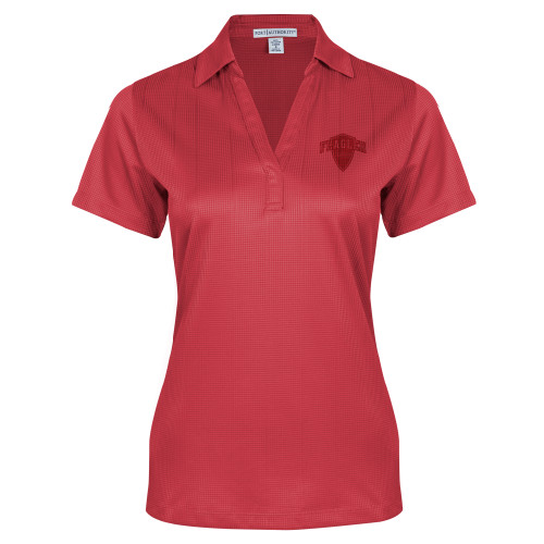  Womens Red Performance Fine Jacquard Polo - Primary Mark