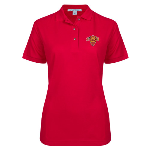  Womens Silk Touch Red Pique Polo - Primary Mark