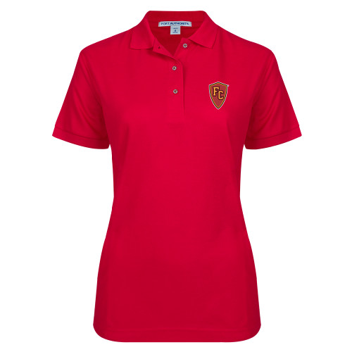  Womens Silk Touch Red Pique Polo - Secondary Mark