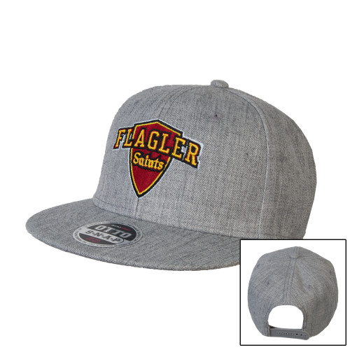  Heather Grey Wool Blend Flat Bill Snapback Hat - Primary Mark