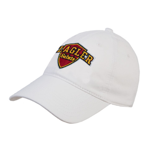  White Unstructured Adjustable Low Profile Hat - Primary Mark