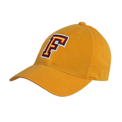  Gold Unstructured Adjustable Low Profile Hat - Letter F Logo