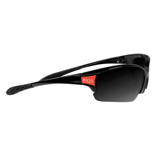Mens Black Sporty Sunglasses-Focus Logo