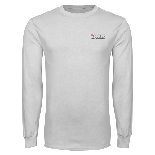 White Long Sleeve T Shirt-Focus Logo