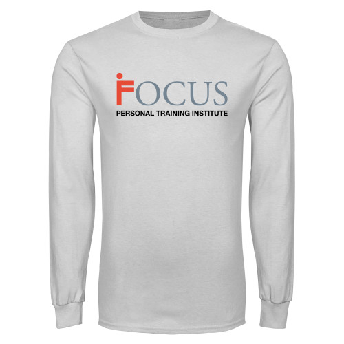 White Long Sleeve T Shirt-Focus Logo