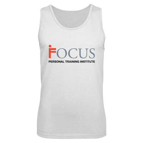 White Tank Top-Focus Logo