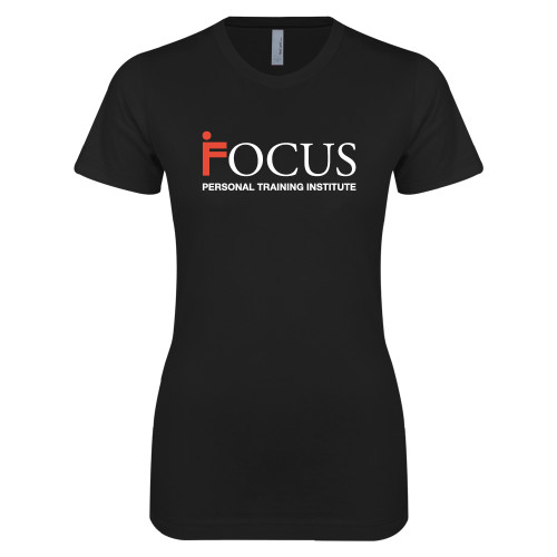 Next Level Womens Black Boyfriend Tee-Focus Logo