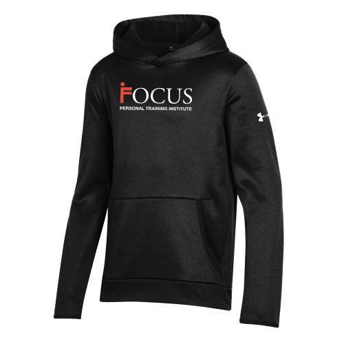 Under Armour Youth Black Fleece Hoodie-Focus Logo