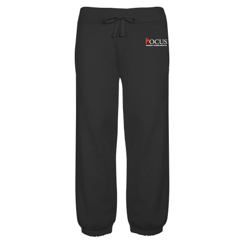 ENZA Womens Black Banded Fleece Capri-Focus Logo