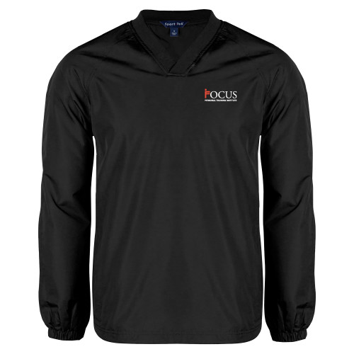 Black V Neck Raglan Windshirt-Focus Logo