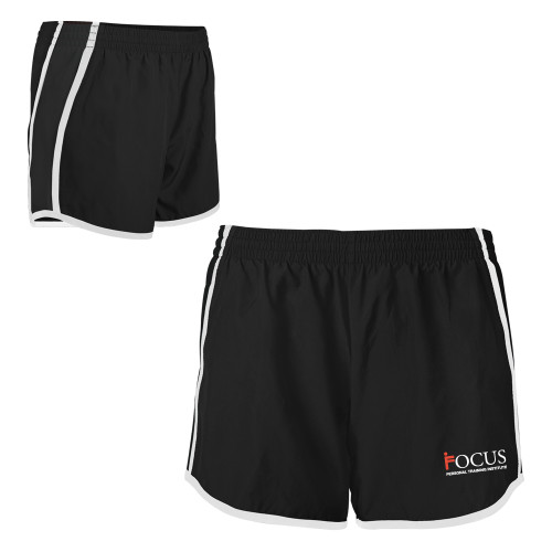 Womens Black/White Team Short-Focus Logo