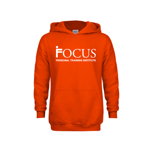 Youth Orange Fleece Hoodie-Focus Logo