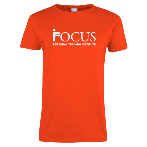Womens Orange Short Sleeve Tee-Focus Logo