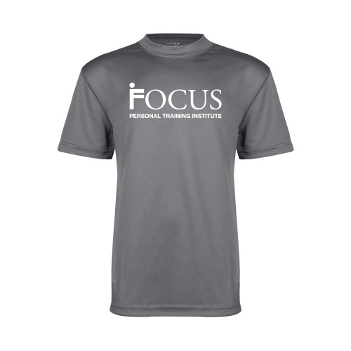 Youth Performance Grey Concrete Tee-Focus Logo