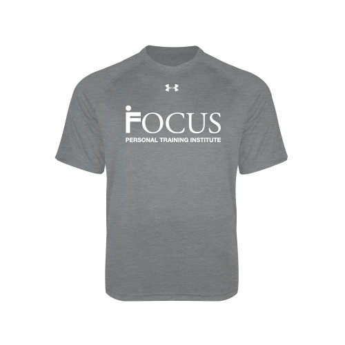 Under Armour Youth Grey Tech Tee-Focus Logo