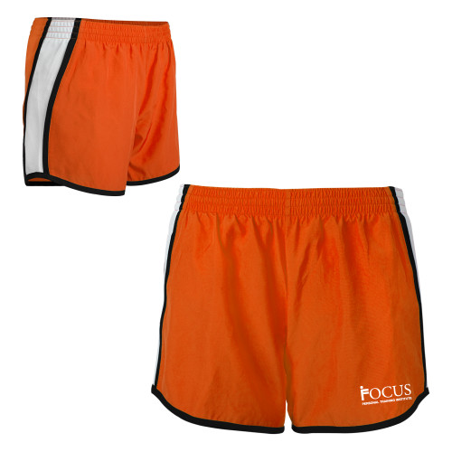 Womens Orange/White Team Short-Focus Logo