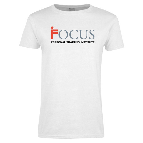 Womens White Short Sleeve Tee-Focus Logo