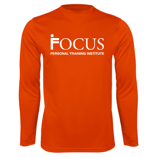 Orange Performance Long Sleeve Shirt-Focus Logo