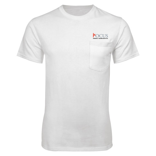 White T-Shirt w/Pocket-Focus Logo