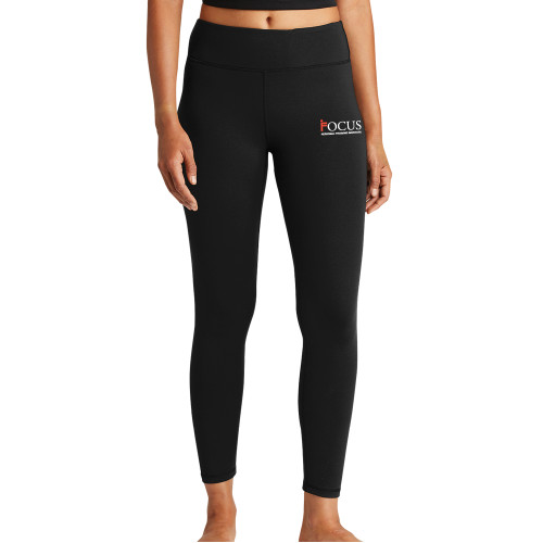 Womens Black Performance Legging-Focus Logo