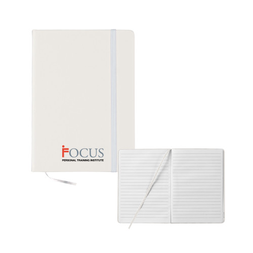 5x7 White Hard Cover Journal-Focus Logo