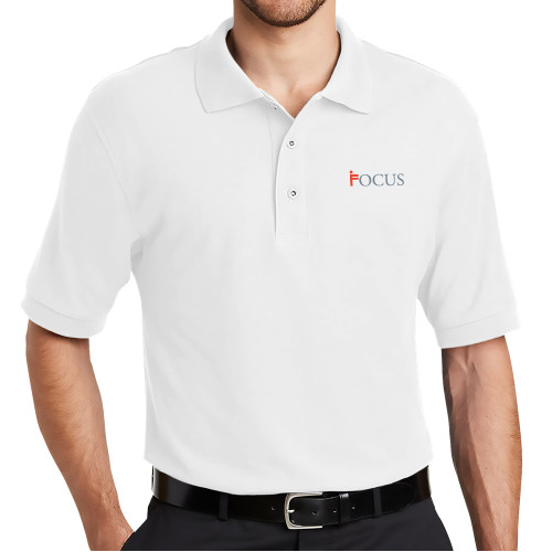 White Silk Touch Polo-Focus Logo