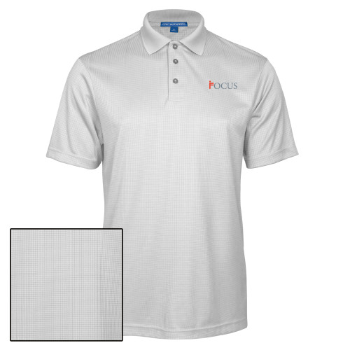 White Performance Fine Jacquard Polo-Focus Logo