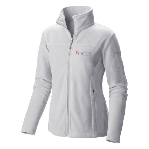 Columbia Womens Full Zip White Fleece Jacket-Focus Logo