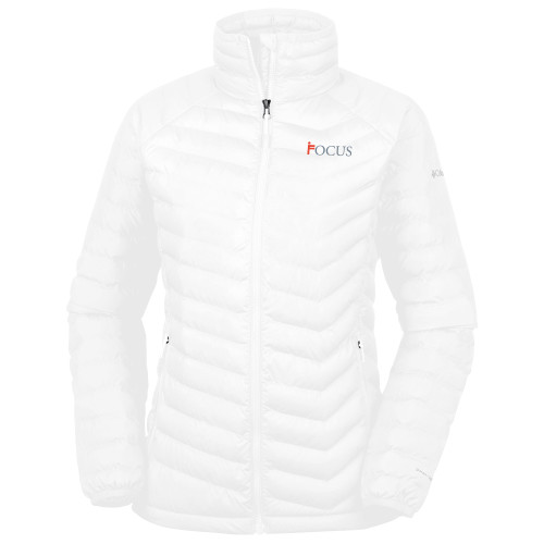 Columbia Womens White Powder Lite Jacket-Focus Logo