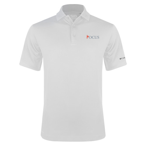 Columbia White Omni Wick Drive Polo-Focus Logo