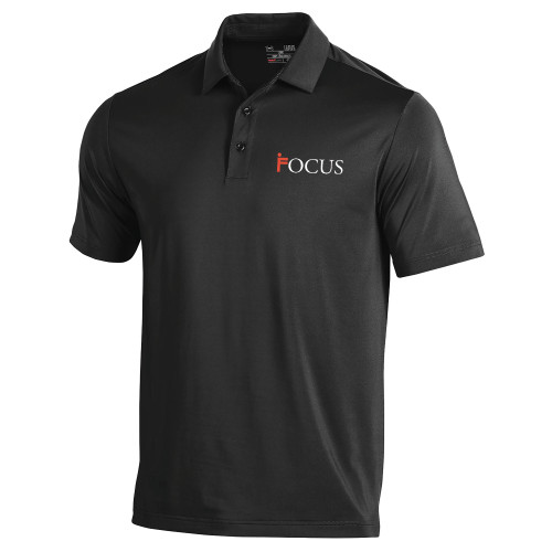 Under Armour Black Performance Polo-Focus Logo