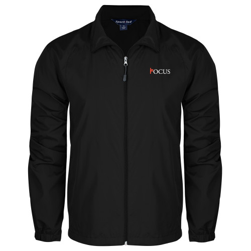 Black Full Zip Wind Jacket-Focus Logo