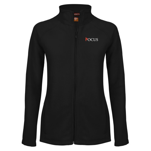 Womens Black Fleece Full Zip Jacket-Focus Logo