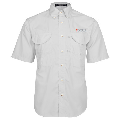 White Fishing Shirt Performance Short Sleeve-Focus Logo