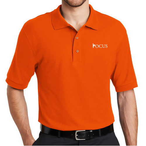 Orange Silk Touch Polo-Focus Logo