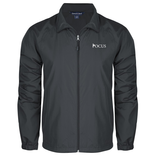 Charcoal Full Zip Wind Jacket-Focus Logo