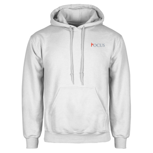 White Fleece Hoodie-Focus Logo