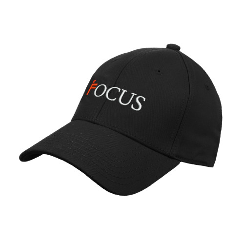 Black Structured Adjustable Pro Style Hat-Focus Logo