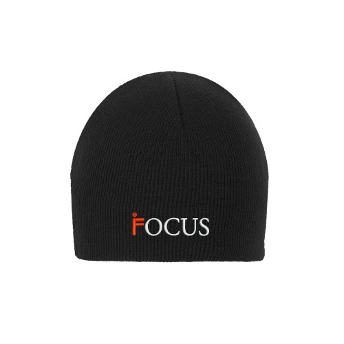 Black Knit Beanie-Focus Logo