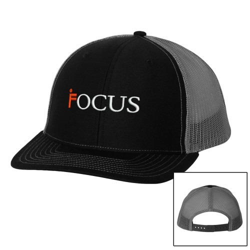 Richardson Black/Charcoal Trucker Hat-Focus Logo
