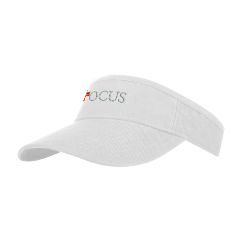 White Brushed Bull Denim Visor-Focus Logo