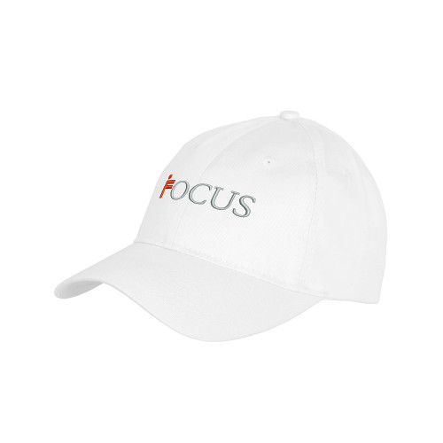 Youth White Pro Style Hat-Focus Logo