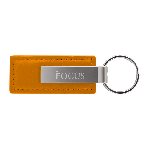 Leather Classic Orange Key Holder-Focus Flat Wordmark Engraved