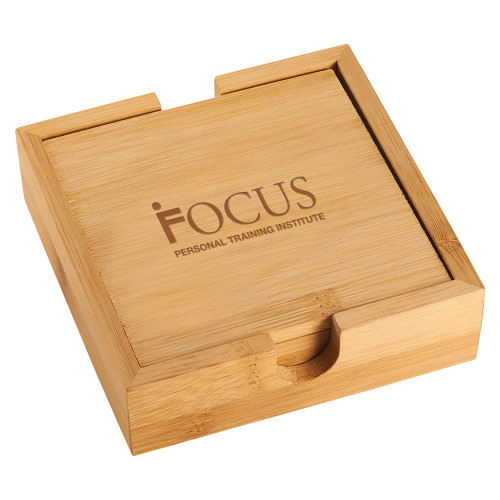Bamboo Coaster Set-Focus Logo Engraved