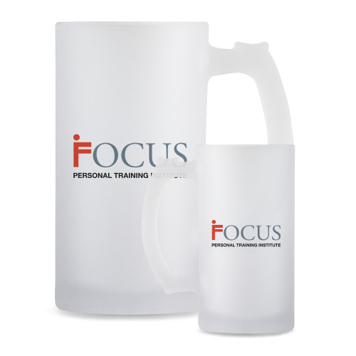 Full Color Decorative Frosted Glass Mug 16oz-Focus Logo