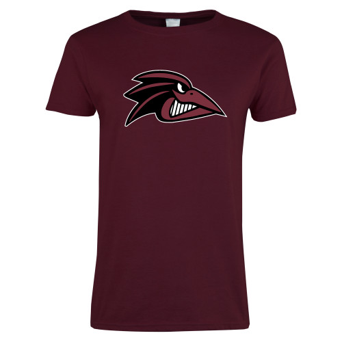 Womens Maroon Short Sleeve Tee - Raven Head