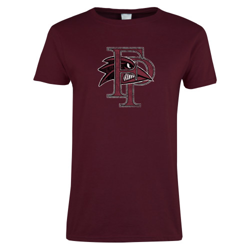  Womens Maroon Short Sleeve Tee - Athletic FP Distressed